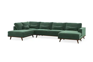 Copenhagen 5-sits Vänstervänd U-formad Soffa med Divan och Schäslong i Sammet - Mörkgrön - Möbler - Soffa - U-soffa