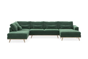Copenhagen 5-sits Vänstervänd U-formad Soffa med Divan och Schäslong i Sammet - Mörkgrön - Möbler - Soffa - U-soffa