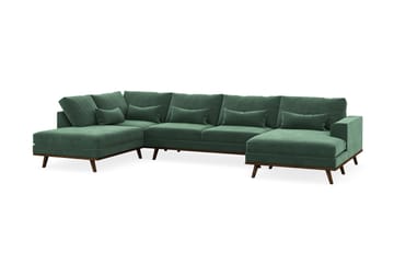 Copenhagen 5-sits Vänstervänd U-formad Soffa med Divan och Schäslong i Sammet - Mörkgrön - Möbler - Soffa - U-soffa