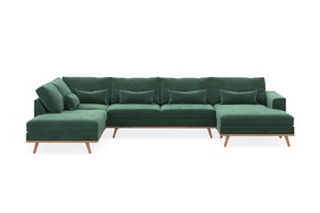 Copenhagen 5-sits Vänstervänd U-formad Soffa med Divan och Schäslong i Sammet - Mörkgrön - Möbler - Soffa - U-soffa
