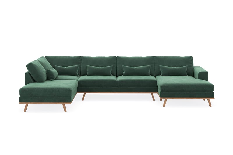 Copenhagen 5-sits Vänstervänd U-formad Soffa med Divan och Schäslong i Sammet - Mörkgrön - Möbler - Soffa - U-soffa
