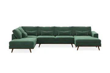 Copenhagen 5-sits Vänstervänd U-formad Soffa med Divan och Schäslong i Sammet - Mörkgrön - Möbler - Soffa - U-soffa