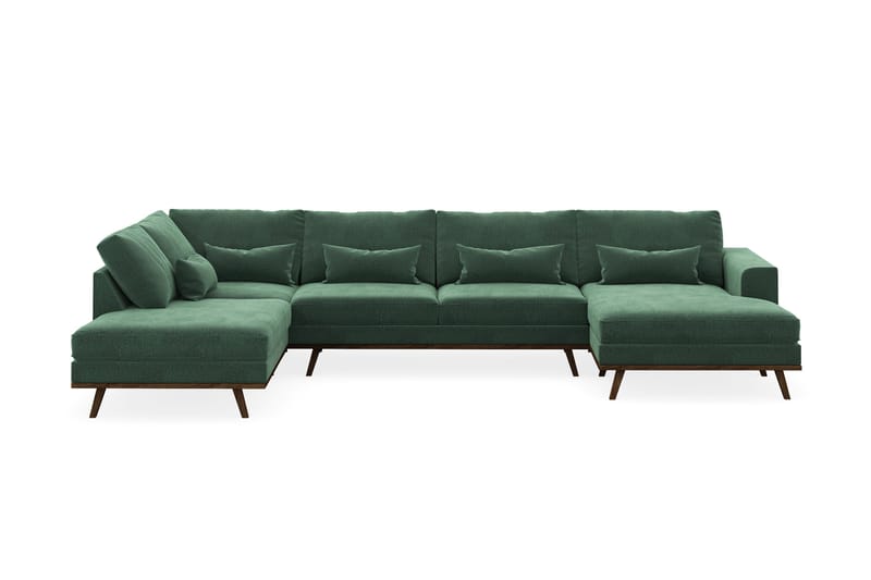 Copenhagen 5-sits Vänstervänd U-formad Soffa med Divan och Schäslong i Sammet - Mörkgrön - Möbler - Soffa - U-soffa