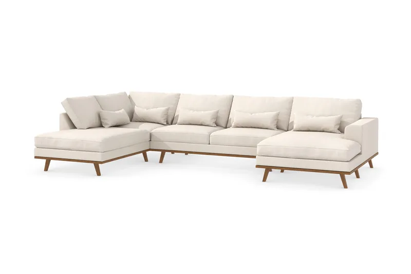 Copenhagen 5-sits Vänstervänd U-formad Soffa med Divan och Schäslong i Tyg - Beige - Möbler - Soffa - U-soffa
