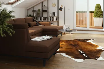Copenhagen 5-sits Vänstervänd U-formad Soffa med Divan och Schäslong i Tyg - Brun - Möbler - Soffa - U-soffa