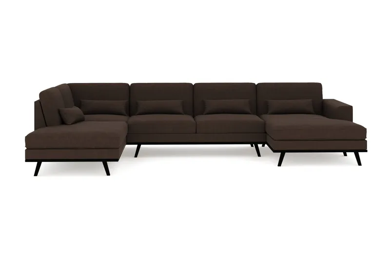 Copenhagen 5-sits Vänstervänd U-formad Soffa med Divan och Schäslong i Tyg - Brun - Möbler - Soffa - U-soffa