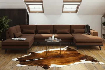 Copenhagen 5-sits Vänstervänd U-formad Soffa med Divan och Schäslong i Tyg - Brun - Möbler - Soffa - U-soffa