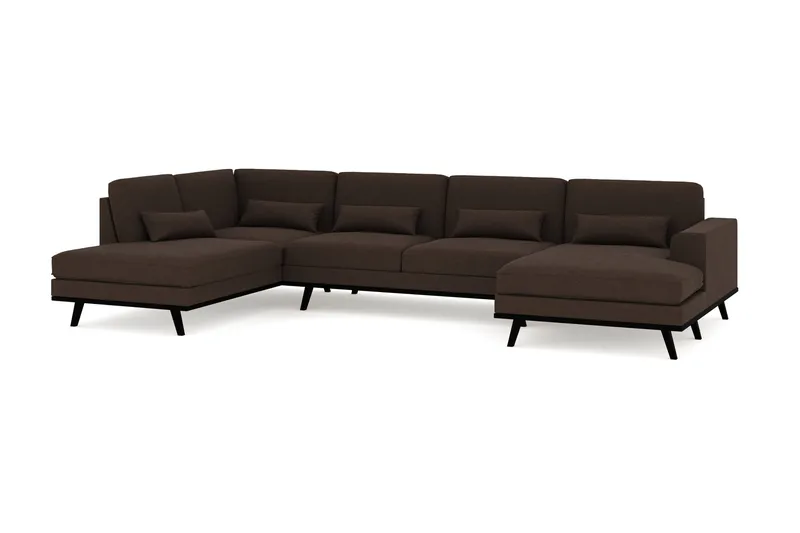 Copenhagen 5-sits Vänstervänd U-formad Soffa med Divan och Schäslong i Tyg - Brun - Möbler - Soffa - U-soffa