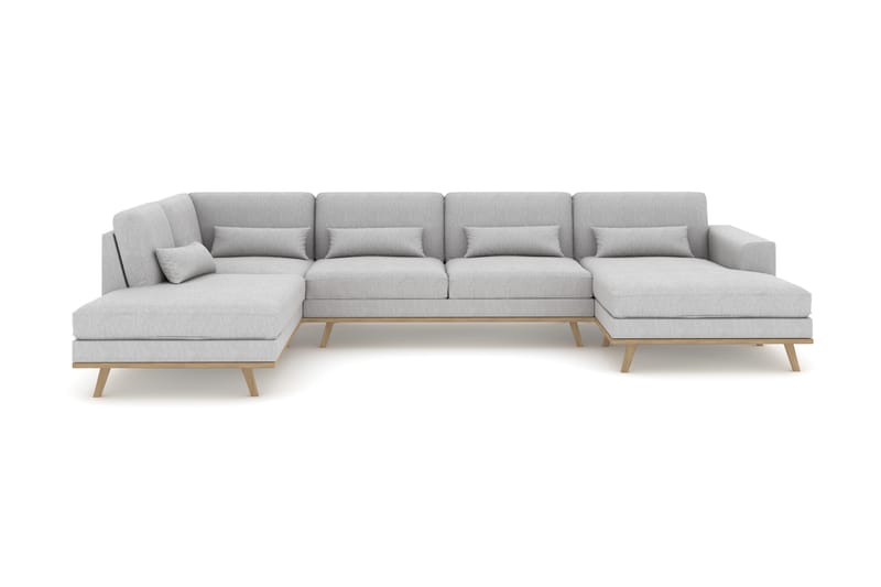 Copenhagen 5-sits Vänstervänd U-formad Soffa med Divan och Schäslong i Tyg - Grå - Möbler - Soffa - U-soffa
