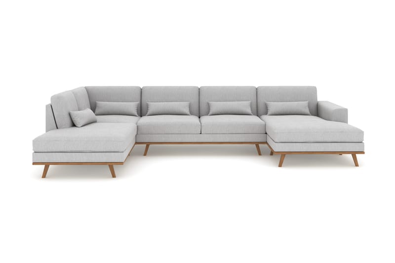 Copenhagen 5-sits Vänstervänd U-formad Soffa med Divan och Schäslong i Tyg - Grå - Möbler - Soffa - U-soffa