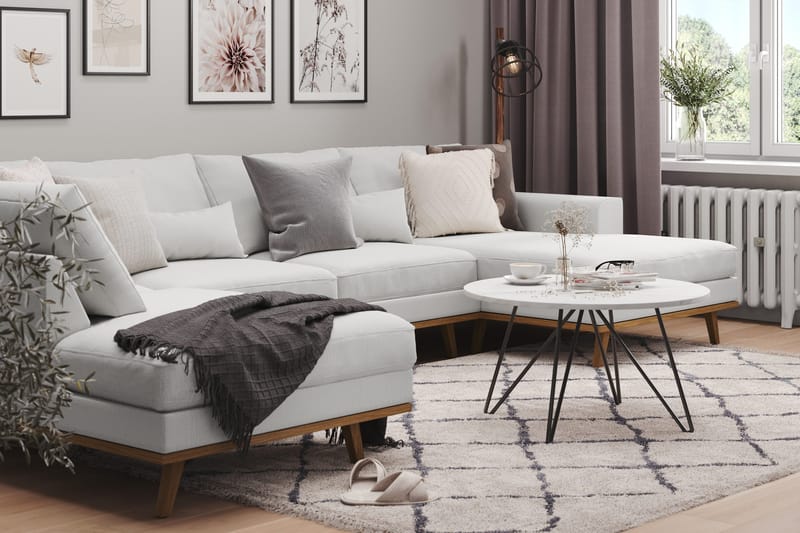 Copenhagen 5-sits Vänstervänd U-formad Soffa med Divan och Schäslong i Tyg - Grå - Möbler - Soffa - U-soffa