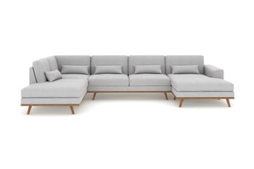 Copenhagen 5-sits Vänstervänd U-formad Soffa med Divan och Schäslong i Tyg - Grå - Möbler - Soffa - U-soffa