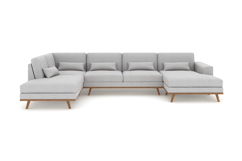 Copenhagen 5-sits Vänstervänd U-formad Soffa med Divan och Schäslong i Tyg - Grå - Möbler - Soffa - U-soffa