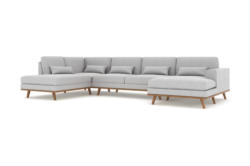 Copenhagen 5-sits Vänstervänd U-formad Soffa med Divan och Schäslong i Tyg - Grå - Möbler - Soffa - U-soffa