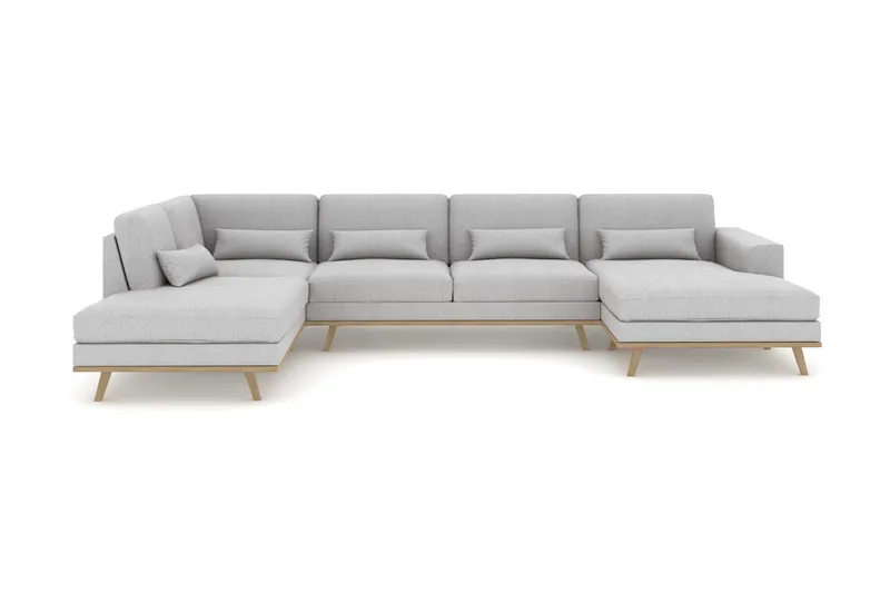 Copenhagen 5-sits Vänstervänd U-formad Soffa med Divan och Schäslong i Tyg - Grå - Möbler - Soffa - U-soffa