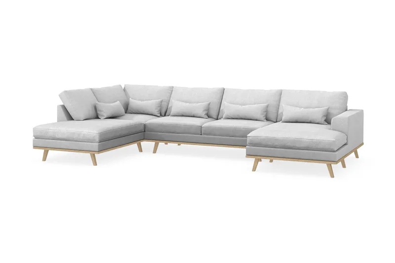 Copenhagen 5-sits Vänstervänd U-formad Soffa med Divan och Schäslong i Tyg - Ljusgrå - Möbler - Soffa - U-soffa