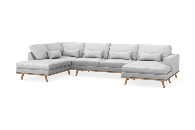 Copenhagen 5-sits Vänstervänd U-formad Soffa med Divan och Schäslong i Tyg - Ljusgrå - Möbler - Soffa - U-soffa