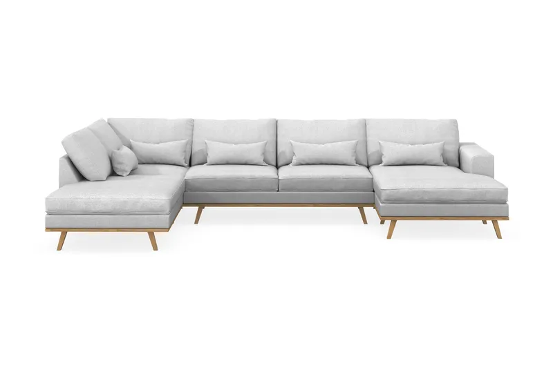 Copenhagen 5-sits Vänstervänd U-formad Soffa med Divan och Schäslong i Tyg - Ljusgrå - Möbler - Soffa - U-soffa