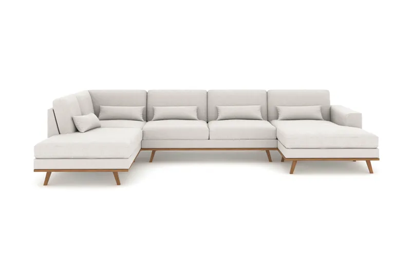 Copenhagen 5-sits Vänstervänd U-formad Soffa med Divan och Schäslong i Tyg - Ljusgrå - Möbler - Soffa - U-soffa