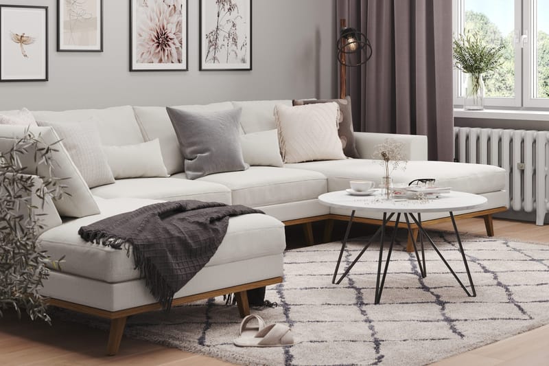 Copenhagen 5-sits Vänstervänd U-formad Soffa med Divan och Schäslong i Tyg - Ljusgrå - Möbler - Soffa - U-soffa