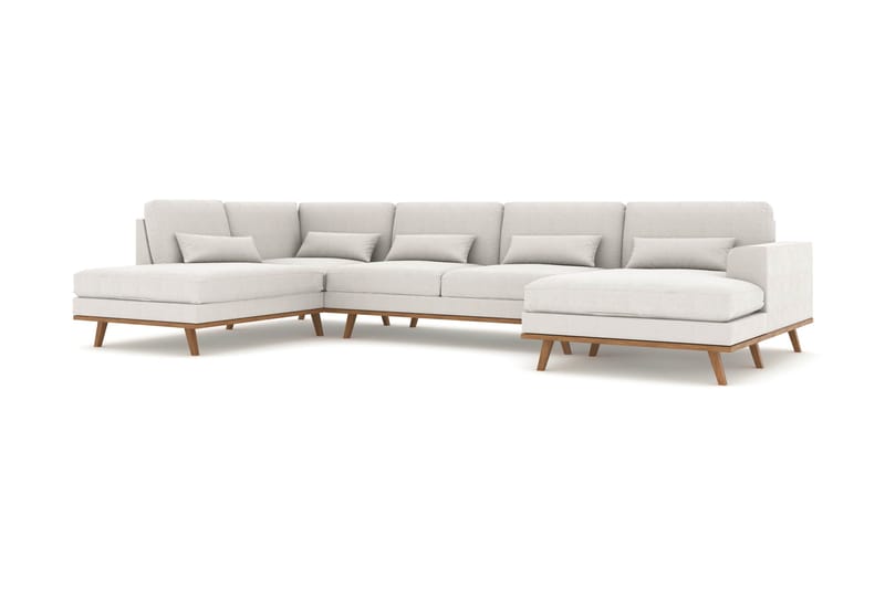 Copenhagen 5-sits Vänstervänd U-formad Soffa med Divan och Schäslong i Tyg - Ljusgrå - Möbler - Soffa - U-soffa