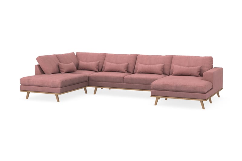 Copenhagen 5-sits Vänstervänd U-formad Soffa med Divan och Schäslong i Tyg - Rosa - Möbler - Soffa - U-soffa