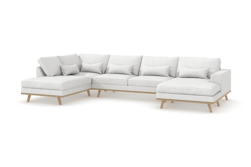 Copenhagen 5-sits Vänstervänd U-formad Soffa med Divan och Schäslong i Tyg - Vit - Möbler - Soffa - U-soffa