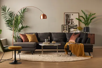 Copenhagen Compact 4-sits Högervänd U-formad Large Soffa med Divan och Schäslong i Sammet - Mörkgrå - Möbler - Soffa - U-soffa