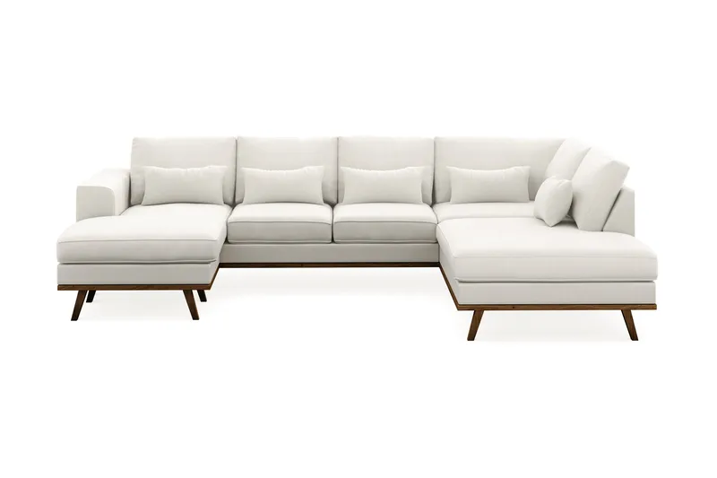 Copenhagen Compact 4-sits Högervänd U-formad Large Soffa med Divan och Schäslong i Tyg, Ljusgrå