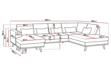 Copenhagen Compact 4-sits Högervänd U-formad Soffa med Divan och Schäslong i Tyg - Ljusgrå - Möbler - Soffa - U-soffa
