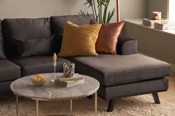 Copenhagen Compact 4-sits Vänstervänd U-formad Large Soffa med Divan och Schäslong i Sammet - Mörkgrå - Möbler - Soffa - U-soffa