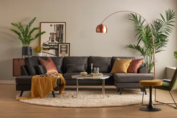 Copenhagen Compact 4-sits Vänstervänd U-formad Large Soffa med Divan och Schäslong i Sammet - Mörkgrå - Möbler - Soffa - U-soffa