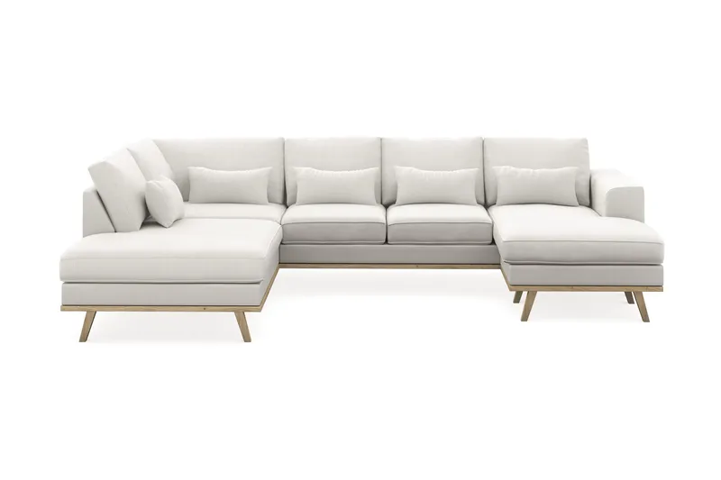 Copenhagen Compact 4-sits Vänstervänd U-formad Soffa med Divan och Schäslong i Tyg, Ljusgrå