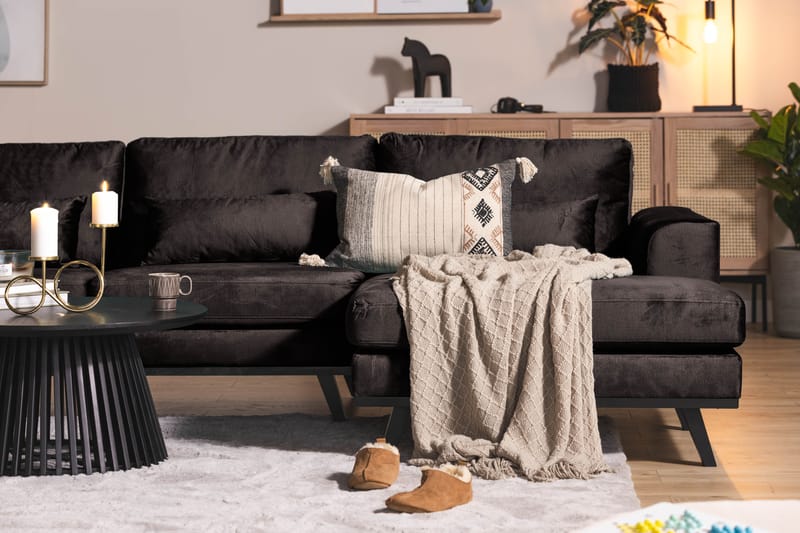 Copenhagen Stor U Soffa Sammet med Divan och Schäslong Vänster - Grå - Möbler - Soffa - U-soffa