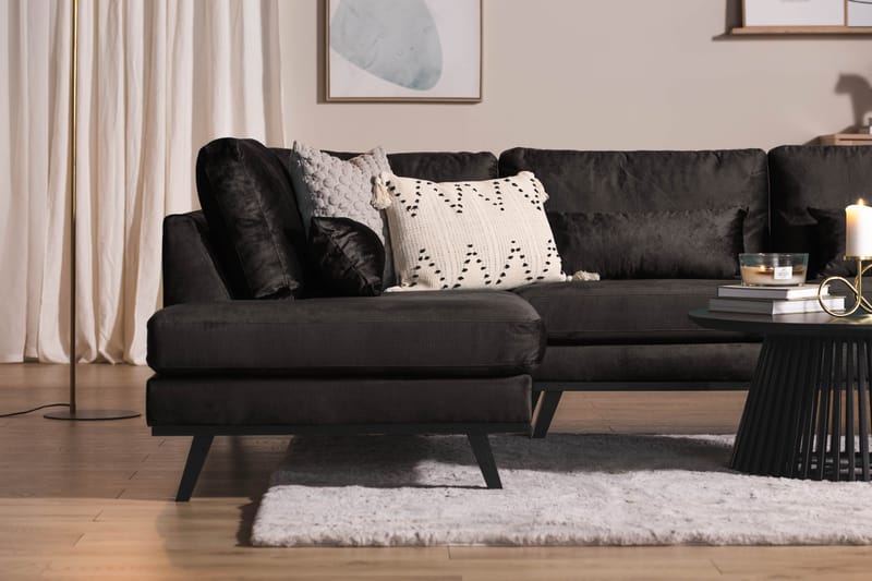 Copenhagen Stor U Soffa Sammet med Divan och Schäslong Vänster - Grå - Möbler - Soffa - U-soffa