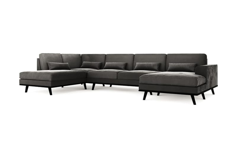 Copenhagen Stor U Soffa Sammet med Divan och Schäslong Vänster - Grå - Möbler - Soffa - U-soffa