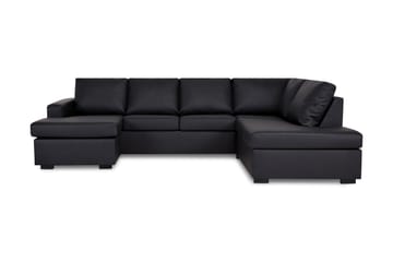 Crazy 4-sits Högervänd U-formad Large Soffa med Divan och Schäslong i Konstläder - Svart - Möbler - Soffa - Divansoffa & schäslongsoffa - 4 sits soffa med divan