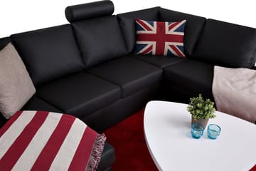 Crazy 4-sits Högervänd U-formad Large Soffa med Divan och Schäslong i Konstläder - Svart - Möbler - Soffa - Divansoffa & schäslongsoffa - 4 sits soffa med divan