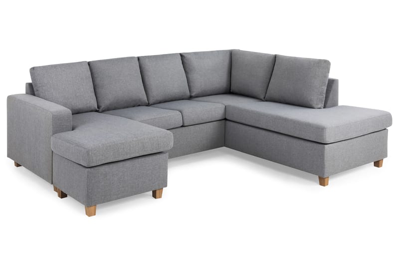 Crazy 4-sits Högervänd U-formad Large Soffa med Divan och Schäslong i Tyg - Grå - Möbler - Soffa - U-soffa