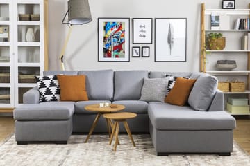 Crazy 4-sits Högervänd U-formad Large Soffa med Divan och Schäslong i Tyg - Grå - Möbler - Soffa - U-soffa