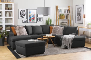 Crazy 4-sits Högervänd U-formad Large Soffa med Divan och Schäslong i Tyg inkl Kuvertkuddar - Antracit - Möbler - Soffa - U-soffa