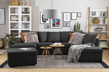 Crazy 4-sits Högervänd U-formad Large Soffa med Divan och Schäslong i Tyg inkl Kuvertkuddar - Antracit - Möbler - Soffa - U-soffa