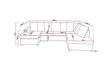 Crazy 4-sits Högervänd U-formad Large Soffa med Divan och Schäslong i Tyg inkl Kuvertkuddar - Antracit - Möbler - Soffa - U-soffa