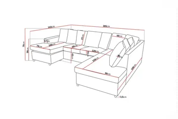 Crazy 4-sits Högervänd U-formad Large Soffa med Divan och Schäslong i Tyg inkl Kuvertkuddar - Antracit - Möbler - Soffa - U-soffa