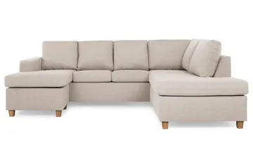 Crazy 4-sits Högervänd U-formad Small Soffa med Divan och Schäslong i Tyg - Beige - Möbler - Soffa - Divansoffa & schäslongsoffa - 4 sits soffa med divan