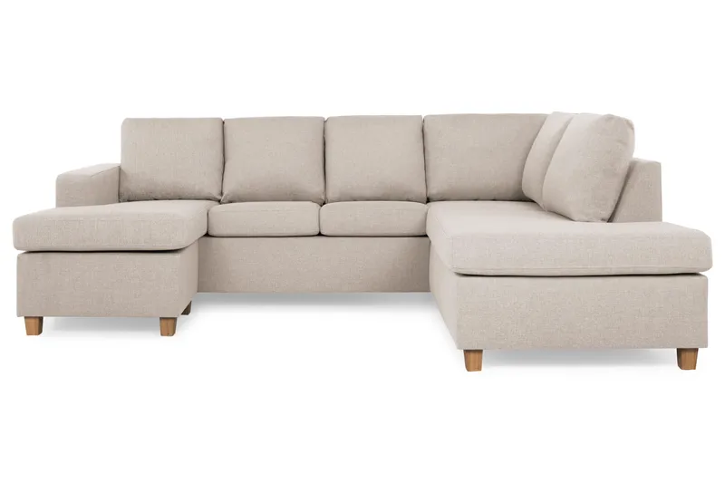 Crazy 4-sits Högervänd U-formad Small Soffa med Divan och Schäslong i Tyg - Beige - Möbler - Soffa - Divansoffa & schäslongsoffa - 4 sits soffa med divan
