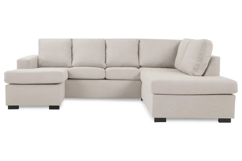 Crazy 4-sits Högervänd U-formad Small Soffa med Divan och Schäslong i Tyg - Beige - Möbler - Soffa - Divansoffa & schäslongsoffa - 4 sits soffa med divan