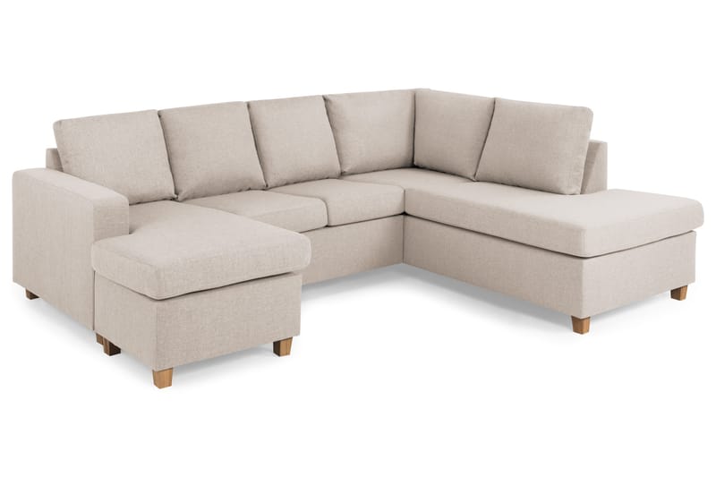 Crazy 4-sits Högervänd U-formad Small Soffa med Divan och Schäslong i Tyg - Beige - Möbler - Soffa - Divansoffa & schäslongsoffa - 4 sits soffa med divan