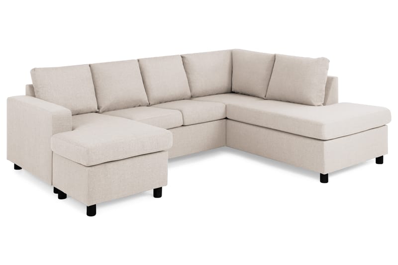 Crazy 4-sits Högervänd U-formad Small Soffa med Divan och Schäslong i Tyg - Beige - Möbler - Soffa - U-soffa