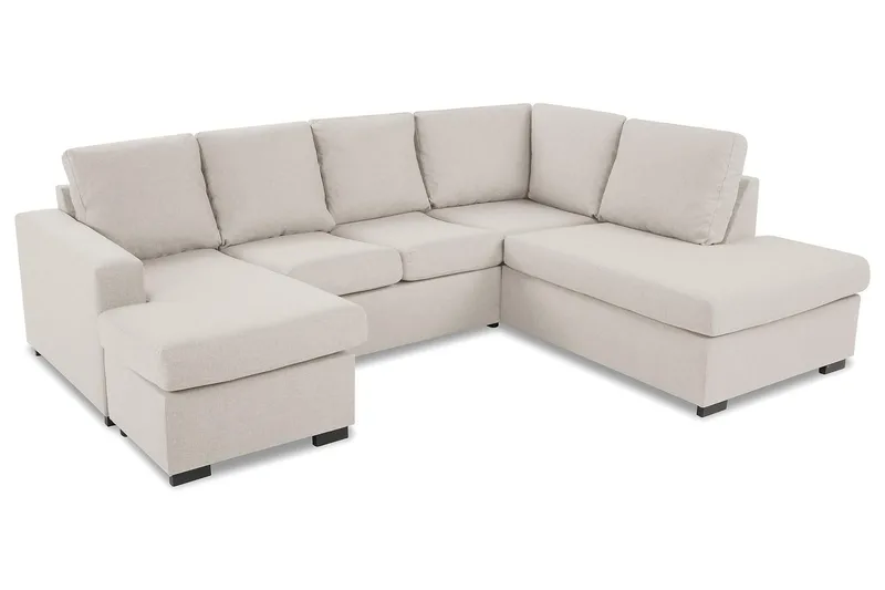 Crazy 4-sits Högervänd U-formad Small Soffa med Divan och Schäslong i Tyg - Beige - Möbler - Soffa - Divansoffa & schäslongsoffa - 4 sits soffa med divan